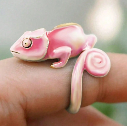 Anel de Camaleão Rosa