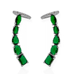 Brinco Prata Ear Cuff Formas de Cristal Verde