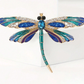 Broche de Libélula de Cristal Azul