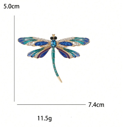 Broche de Libélula de Cristal Azul