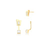BRINCO EAR JACKET COM ZIRCÔNIAS BAGUETES BRANCAS BANHADO A OURO