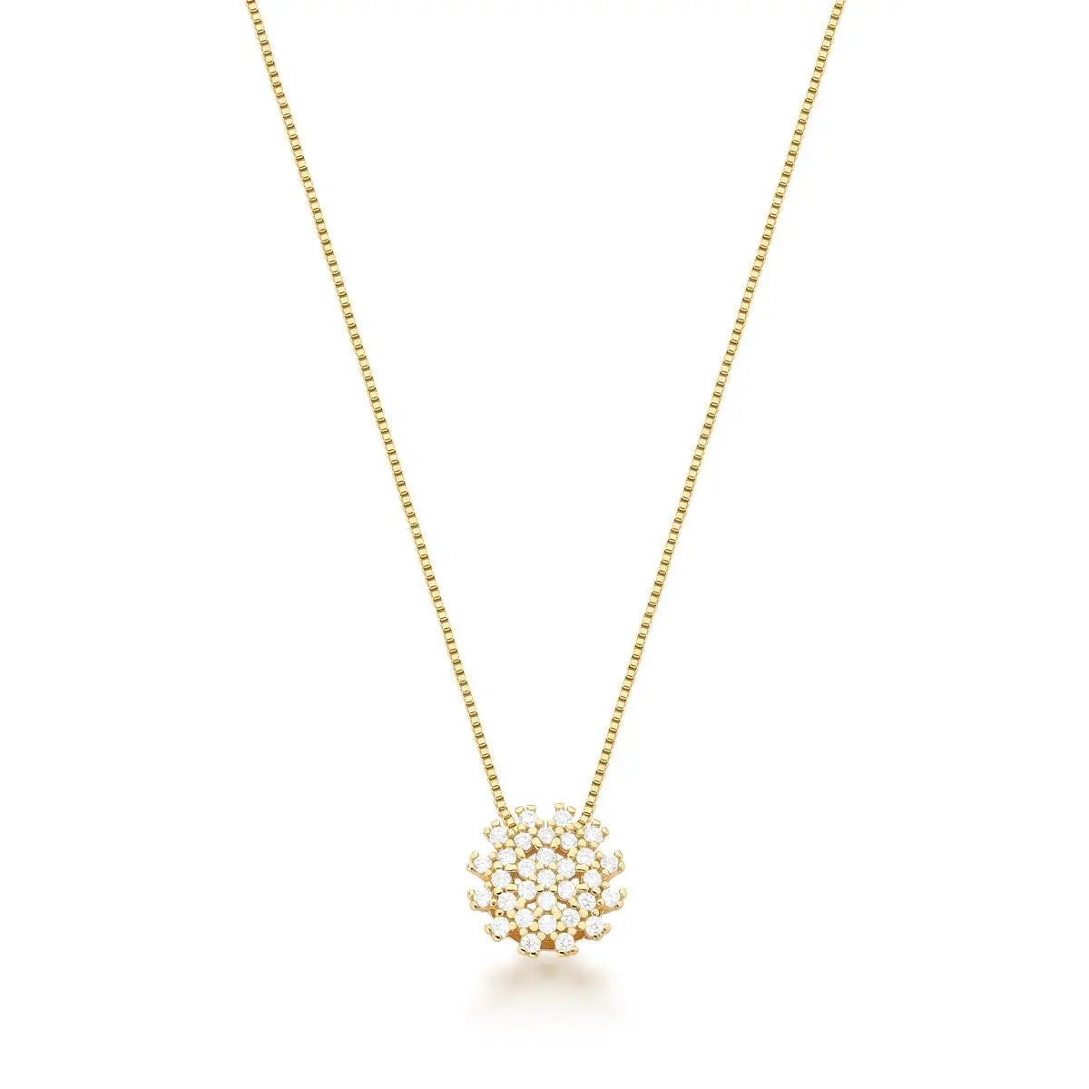 COLAR COM PINGENTE DE FLOR CRAVEJADO BANHADO A OURO