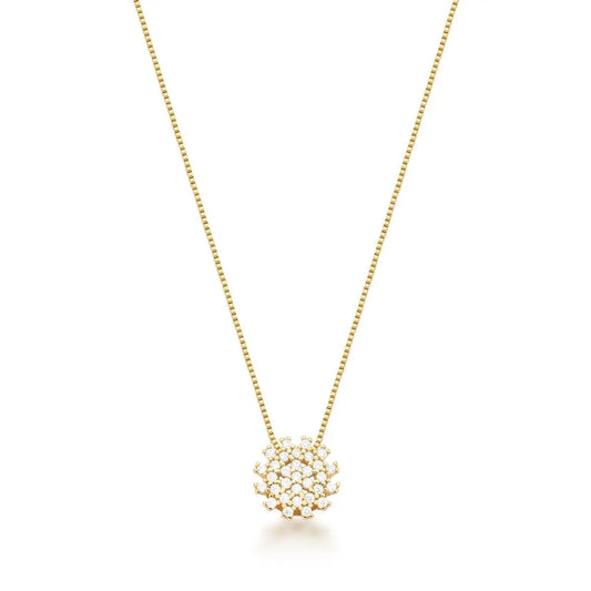 COLAR COM PINGENTE DE FLOR CRAVEJADO BANHADO A OURO