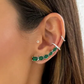 Brinco Prata Ear Cuff Formas de Cristal Verde