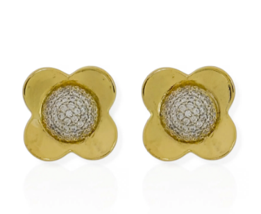 Brinco Flor Com Centro Cravejado