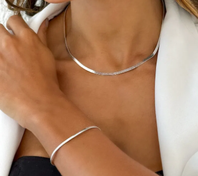 Conjunto Colar e Pulseira  Prata 925