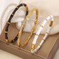 Conjunto Minimalista de Pulseira de Bracelete de Bambu de Aço