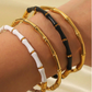Conjunto Minimalista de Pulseira de Bracelete de Bambu de Aço