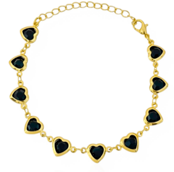 Pulseira  Coração Cristal Preto